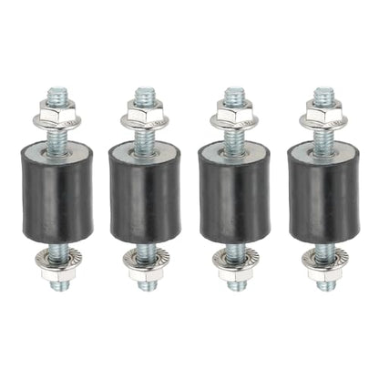 PATIKIL M6 20x10mm Rubber Isolator Mounts, 4 Pcs Rubber Studs Shock Absorber Anti-Vibration Isolation Damping Mounts with Lock Nuts for Motor, Air Compressor, Engines (46mm Height) - size: M6-20x10x46mm