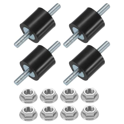 uxcell 4Pcs M5 x 15mm Rubber Mounts, 19 x 19mm Cylindrical Anti Vibration Isolator Studs Shock Absorber Double Studs with Nuts for Car Bobbin Generator Air Compressors - size: M5 x 15mm, 19 x 19mm