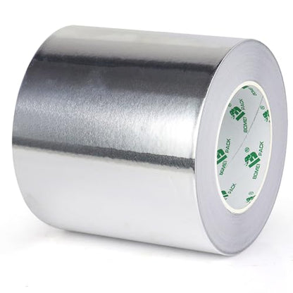 BOMEI PACK Aluminum Foil Duct Tape Heavy Duty Waterproof, 5 Inch x 50yds Premium Silver Metal HVAC Heat Tapes, High Temperature for Sealing & Patching,HVAC,Air Ducts,Insulation and Metal Repair - size: 125mm