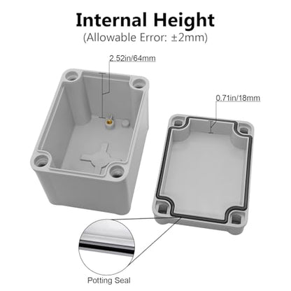 LeMotech Junction Box IP67 Waterproof Dustproof ABS Plastic Project Box for Electrical Outdoor Enclosure Gray 4.3 x 3.1 x 3.3 inch (110 x 80 x 85 mm) - size: 4.3" x 3.1" x 3.3" (1pc)