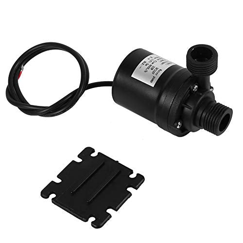 Zerodis DC 24V Solar Water Circulation Pump, Quiet Brushless Motor, Submersible, Black, Industrial, 800L/H, 5M Head, ABS Plastic