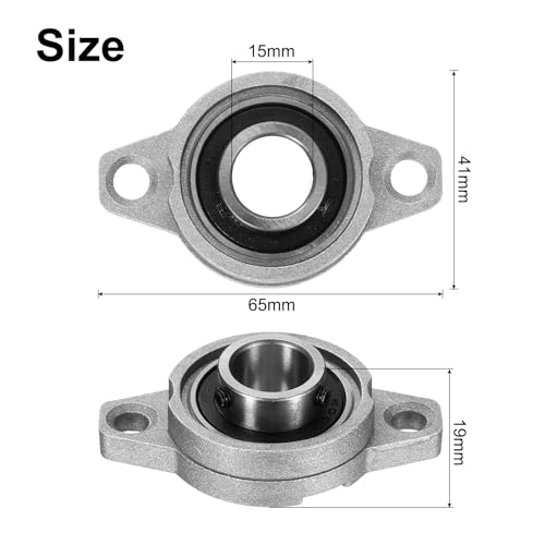 uxcell 2pcs KFL002 Pillow Block Bearings 15mm Bore Bearing Units Zinc Alloy Flange Mounted Bearing Housing, P6(ABEC3) - size: KFL002
