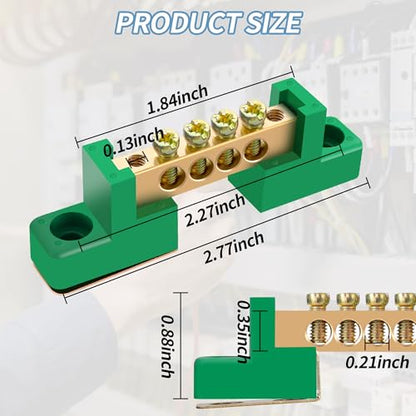 Grounding Bus Bar, 4 Pack 4-Position Brass Ground Bar - size: 4 Position, style: grounding bus bar