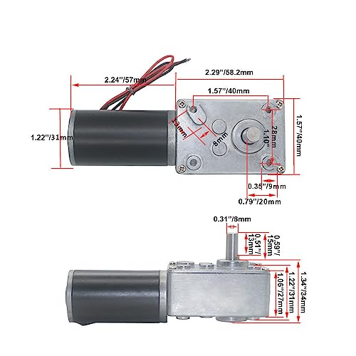 BRINGSMART 24V 80rpm DC Worm Gear Motor Self-Locking Mini Engine Turbine - size: 24V 80rpm