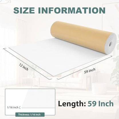 FONUNO Neoprene Foam Padding with Adhesive Closed Cell Foam, White - color: White, size: 12" Wide x 59" Long x 1/16" Thick
