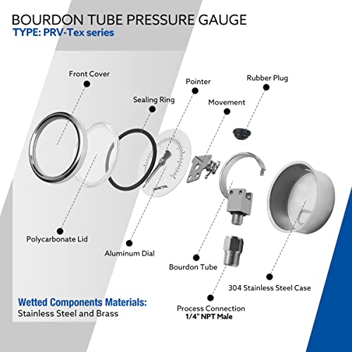 SENCTRL 30inHg Vacuum Pressure Gauge, 1/4" NPT Lower Mount - size: -30inHg-0, style: Lower Mount
