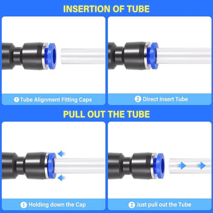TAILONZ PNEUMATIC 50 pcs Straight Push Connectors Plastic Quick Release Connectors Air Line Fittings for 5/32 1/4 5/16 3/8 1/2Tube (2 Way) - size: 5/32''OD/1/4''OD/5/16''OD/3/8''OD/1/2''OD