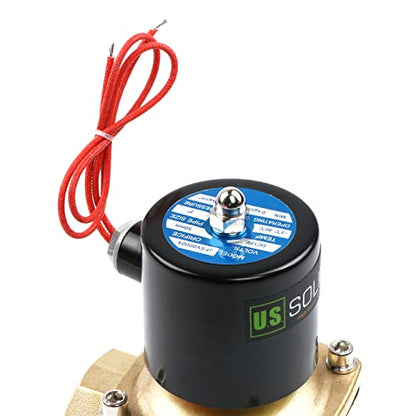 U.S. Solid 1 1/2" Solenoid Valve - 12V DC Brass Electric Solenoid Valve, Normally Closed, Viton Seal - size: 1-1/2 inch