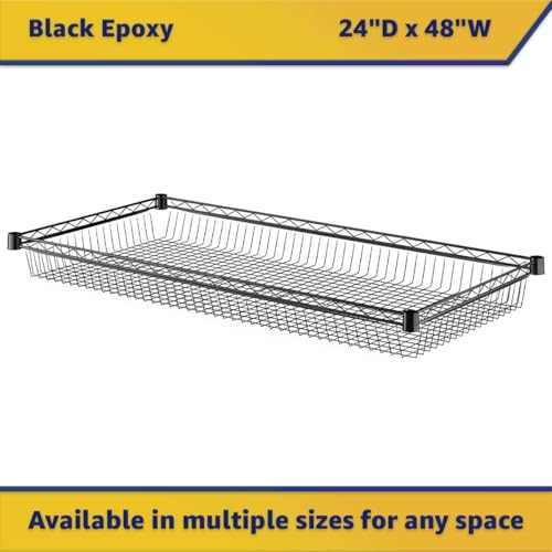 24" x 48" NSF Additional Wire Shelf Basket, Heavy Duty Replacement Black Shelf for Commercial Racks - color: Black, size: 24" x 48"