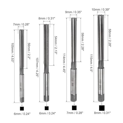 uxcell 9pcs Hand Reamers Set 2mm 3mm 4mm 5mm 6mm 7mm 8mm 9mm 10mm H8 Metric Alloy Steel Reamer Bit Straight Flutes Steel Cutting Tool for Metal Wood Hole Reaming