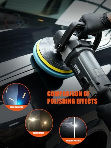 SPTA 9Pcs Polishing Pads Kit, 7 Inches Large Size Buffing Pads, Car Foam Buffing Sponge Pads Kit with 5/8"-11 Backing Plate for Car Care Polisher Boat Waxing, Polishing, Sealing Glaze