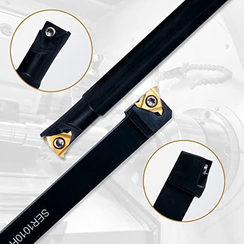 Lathe Turning Holders Threading Tool - Metal Lathe Cutting Tools 1/2" External SER1010H11+3/8" Internal SNR0010K11 Turning Holders with Indexable Carbide Inserts 10pcs Golden for Lathe Tools - color: 2pcs 3/8" boring bars+10pcs inserts