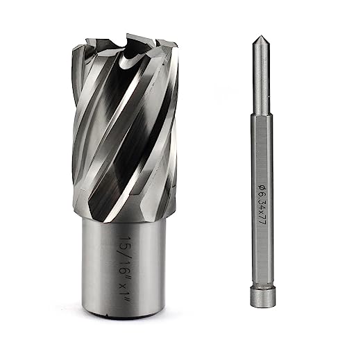 Annular Cutter JESTUOUS 15/16 Inch Cut Dia 3/4 Weldon Shank 1 Cut Depth