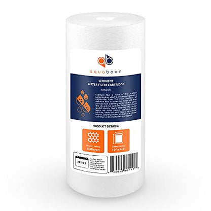 Aquaboon 5 Micron 10 x 4.5 Sediment Water Filter Replacement - 4 Pack