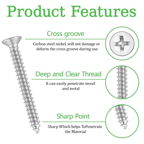 M2 Screw Kit, Wood Screws Assortment Kit, 1600Pcs Screws 4/5/6/8/10/12/14/16/20mm Phillips Flat Head Self Tapping Electronic Accessories Screw Multifunctional DIY Micro Woodworking Screws Set - size: M2-1600Pcs