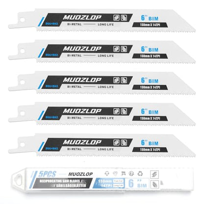 5Pack 6inch 14TPI Metal Reciprocating Saw Blades Set - size: 14TPI/6 inch