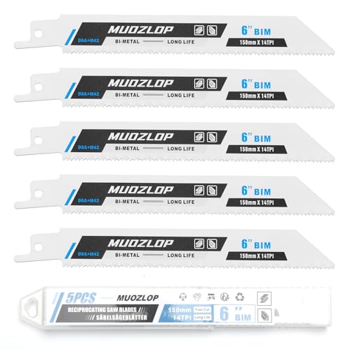 5Pack 6inch 14TPI Metal Reciprocating Saw Blades Set - size: 14TPI/6 inch