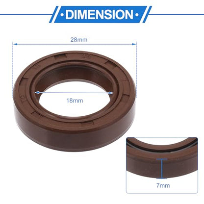 Universal Oil Seal TC Double Lip W Steel Spring Seal Ring Rotary Shaft Seal 18x28x7mm High Pressure FKM Rubber Brown 2 Pcs - size: 18x28x7mm
