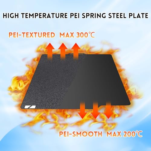 Smooth Textured P2S P1S X2D PEI Build Plate for Bambu Lab, Double Sided PEI Spring Steel Sheet Flexible Bed Plate for Bambu Lab X2D X1 X1C P1P P1S P2S A1 3D Printer Platform - color: Black Smooth PEI+Textured PEI