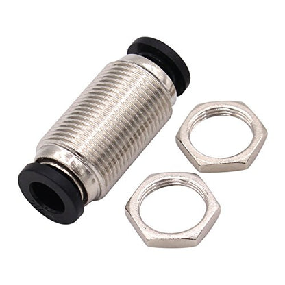 Bulkhead Union Push to Connect Tube Fitting 3/8 In Tube OD Stainless Steel Double Threaded (5 Packs) - size: 3/8" (pack of 5)