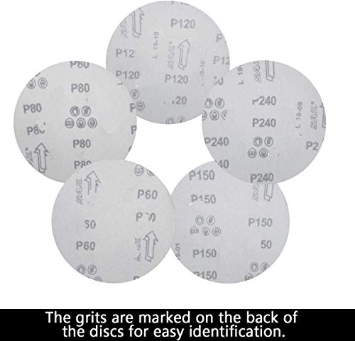 Tonmp 100 PCS 6 Inch No Hole Hook and Loop Sanding Disc Set- 60 80 120 240 400 Grit Sandpaper, 6" Aluminum Oxide Sander Paper for Random Orbit Sanders