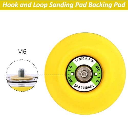 3-Inch Dual-Action Hook & Loop Fastener Flexible Backing Plate, 3" Sanding Back Pad for Orbital Sander M6*1.0 Thread(6mm) - style: M6