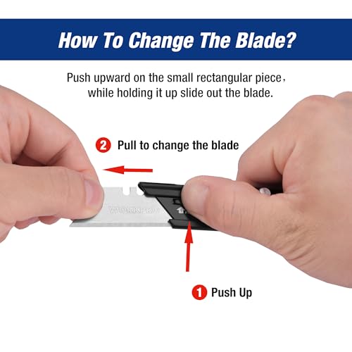 WORKPRO EDC Folding Utility Knife, Mini Box Cutter with Quick Open Axis Lock, Quick Change Blade Razor Knife, Foldable Small Pocket Knife with Belt Clip - color: Black-g10
