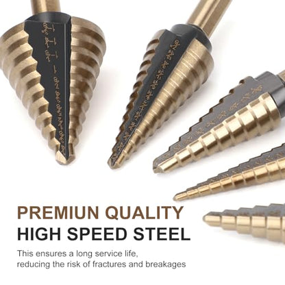 5 Pcs Step Drill Bit & 5 Pcs Countersink Drill Bit Set, Titanium High Speed Steel Step Drill Bit, 50 Sizes of Step Bits for Metal, HSS Step Bit with Aluminum Case for DIY, Multiple Hole Stepped Up Bit - style: 11PCS Step Drill Bits Set