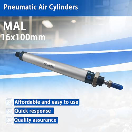 CG WEITENG Pneumatic Mini Pneumatic Cylinder MAL Single Rod Aluminum Double Acting Pneumatic Cylinder 16mm Bore 100mm Stroke(MAL16x100) - color: MAL-16 mm, size: 100 mm
