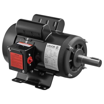 VEVOR 3 HP Electric Motor, 1750RPM Air Compressor Motor, CW/CCW Rotation, 1.125 inch Shaft Diameter, 2.75inch Shaft Length, 12N.m Torque, Single-Phase, TEFC Cooling, 230V, 184T Frame - size: 3P-2.75in Shaft Length