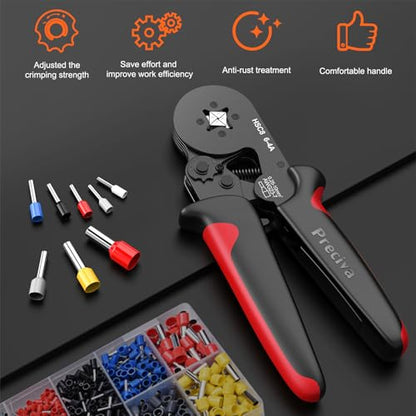 Preciva Ferrule Crimping Tool with 2000Pcs Wire Connectors, AWG23-7 - color: Black