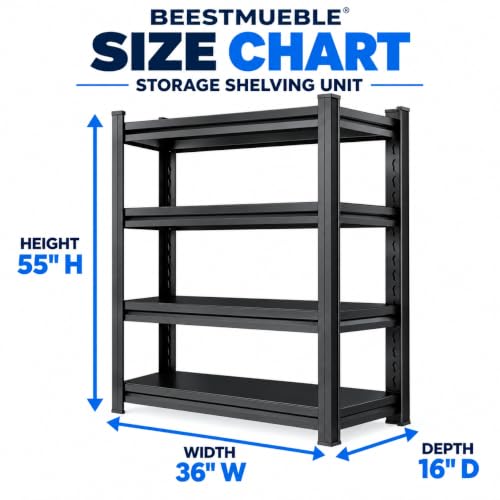 Metal Book shelf, Adjustable Industrial Bookcase with Double-Layer Columns - size: 36"Wx 16"Dx 55"H