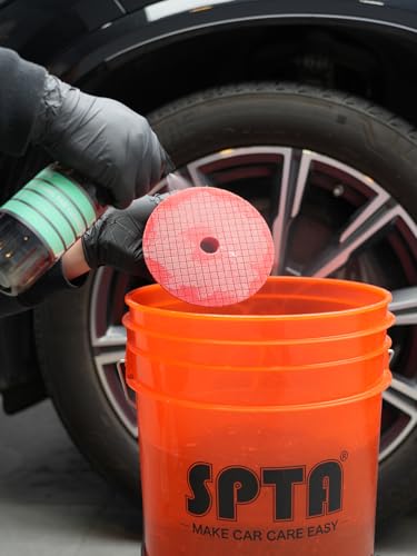 SPTA 10 Pcs Detailing Set, 5Pc 5 inch Buffing Polishing Pads, 1 Microfiber Finish Pad, 1-16 oz Polishing Cleaner, 1 Conditioning Brush, 2-16"*16" Microfiber Towel. for Dual Action and Rotary Polishers - size: 5inch (125mm)