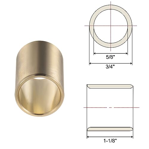uxcell 2pcs Sleeve Bearings 5/8" Bore 3/4" OD 1-1/8" Length Cast Brass Self-Lubricating Bushing - size: 5/8" x 3/4" x 1-1/8"