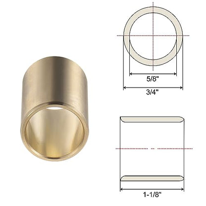 uxcell 2pcs Sleeve Bearings 5/8" Bore 3/4" OD 1-1/8" Length Cast Brass Self-Lubricating Bushing - size: 5/8" x 3/4" x 1-1/8"