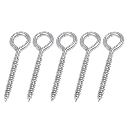 SHONAN 4.5" Stainless Steel Eye Screws for Wood, 5 Pcs Heavy Duty Screw Eye Hooks, Large Eye Screw Hooks for Hanging Hammock, Swing, Clothesline, Eye Bolt Hooks for Outdoor Activities, 250 Lbs - size: 4.5 Inch, 5 Pack