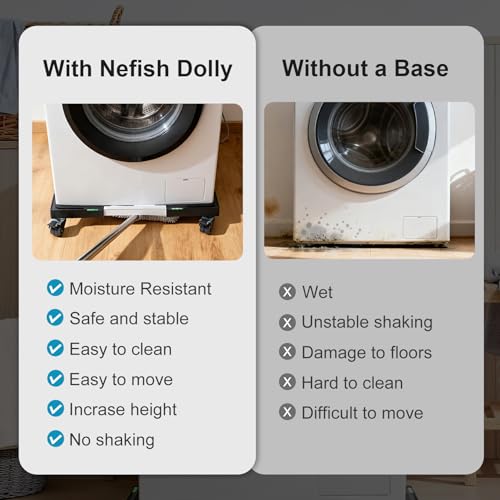 Nefish Furniture Dolly Adjustable Mini Fridge Stand with Wheels Washing Machine Stand Mobile Roller with 4 Locking Swivel Wheel Universal Mobile Base Moving Cart for Dryer Refrigerator - color: Black