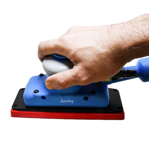 Orbital Jitterbug Air Sander Rectangular Pneumatic Sanders 70 mm x 198 mm, 1/8 Orbit for Sanding Corners Large Surface Woodworking Metal