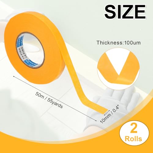 2roll Masking Tape (0.4" x55Yards Yellow) No Residue Universal Tape - color: Yellow, size: 0.4" x 55Yards