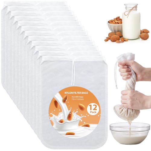 Tudomro 12 Pcs Nut Milk Bag 8 x 12 Inch Food Grade Cheese Cloth Bag - size: 7.9 x 11.8 inches/ 20 x 30 cm