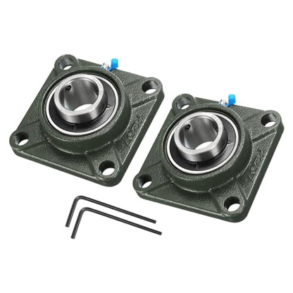 uxcell 2pcs UCF207-22 Pillow Block Bearings 1-3/8 inch Bore Self Alignment, Solid Cast Iron Base Square Flange Mounted Chrome Steel Bearings - size: UCF207-22