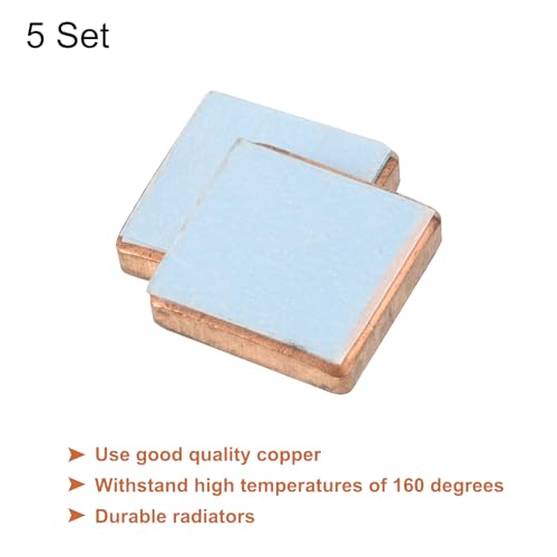 MECCANIXITY Heatsink Copper Sheet Shim, 3mm Thickness 15 x 15mm Pad with Thermal Conductive Adhesive Tape for Desktop Computer CPU Cooling Patch 5 Set - size: 3mm
