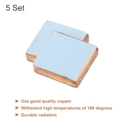 MECCANIXITY Heatsink Copper Sheet Shim, 3mm Thickness 15 x 15mm Pad with Thermal Conductive Adhesive Tape for Desktop Computer CPU Cooling Patch 5 Set - size: 3mm