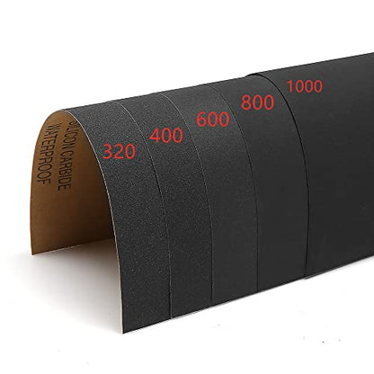 20Pcs Wet Dry Sandpaper Sheets (Grit 320), 9’’ x 11’’ Premium Silicon Carbide Auto Sand Paper - size: Grit 320