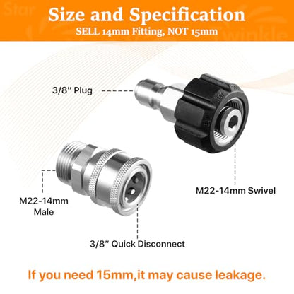Twinkle Star Pressure Washer Adapter Set, Stainless Steel, 9 Sets - color: Stainless Steel, size: 9 Sets