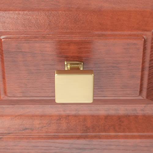KOOFIZO 10 Pack Brushed Gold Cabinet Knobs, Square Single Hole Pulls K08 - color: Brushed Gold, size: Knob 1 - 10Pcs, style: Modern