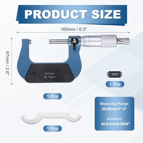HARFINGTON Outside Micrometer 25-50mm Range +/-0.01mm Accuracy - size: 25-50mm