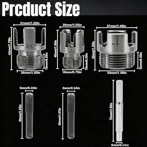 3Pcs PVC Pipe Threader Tool - 1/2" & 3/4" & 1" Dual-Function Internal External Pipe Threading Tool for Water Pipe (1/2" & 3/4" & 1") - size: 1/2" & 3/4" & 1"