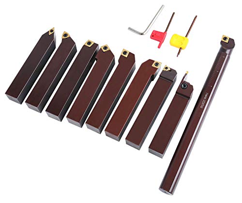 Accusize Industrial Tools 1" 9 Pieces/Set, Indexable Carbide Turning Tools and Boring Bar, 2988-0001 - style: For Cutting Steel