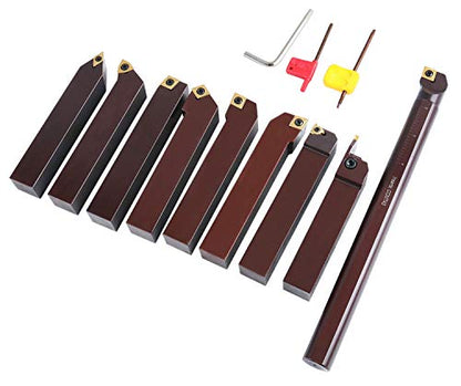 Accusize Industrial Tools 1" 9 Pieces/Set, Indexable Carbide Turning Tools and Boring Bar, 2988-0001 - style: For Cutting Steel
